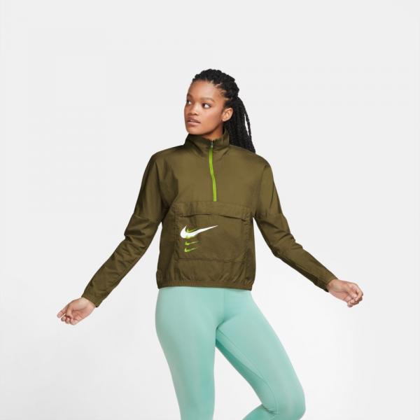 Nike Jacket Swoosh Run  Woman OLIVE FLAK/VOLT/WHITE