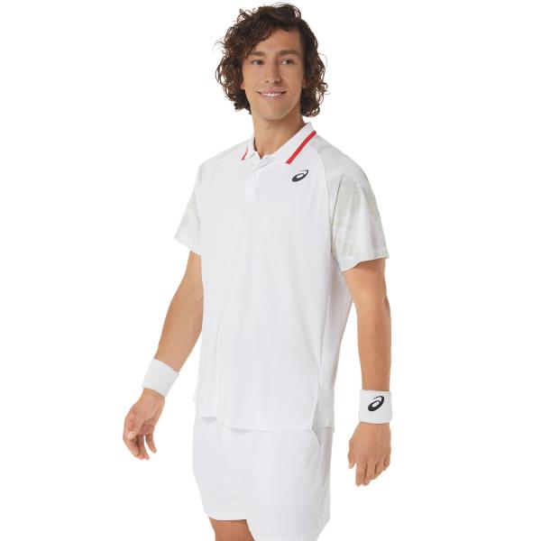Asics Polo Men Court Graphic Polo-shirt Bianco Tifoshop