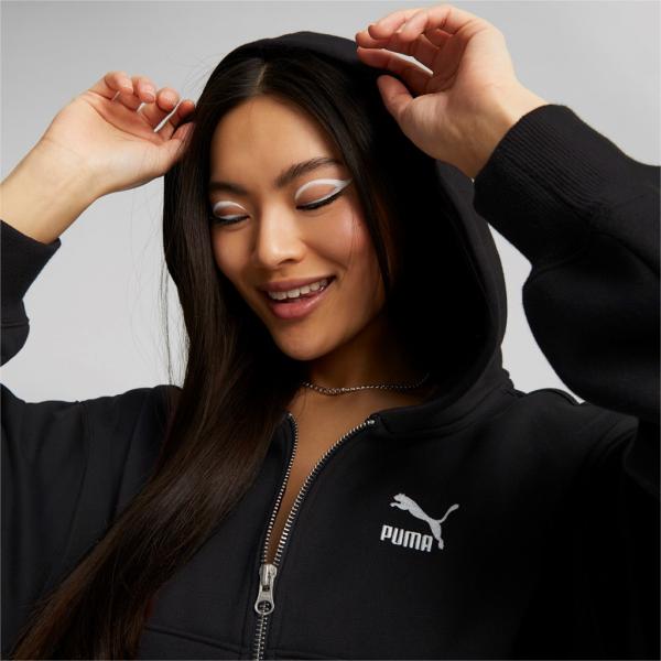 Puma Sweatshirt Classics Oversized Full-zip Hoodie Fl  Woman Black Tifoshop