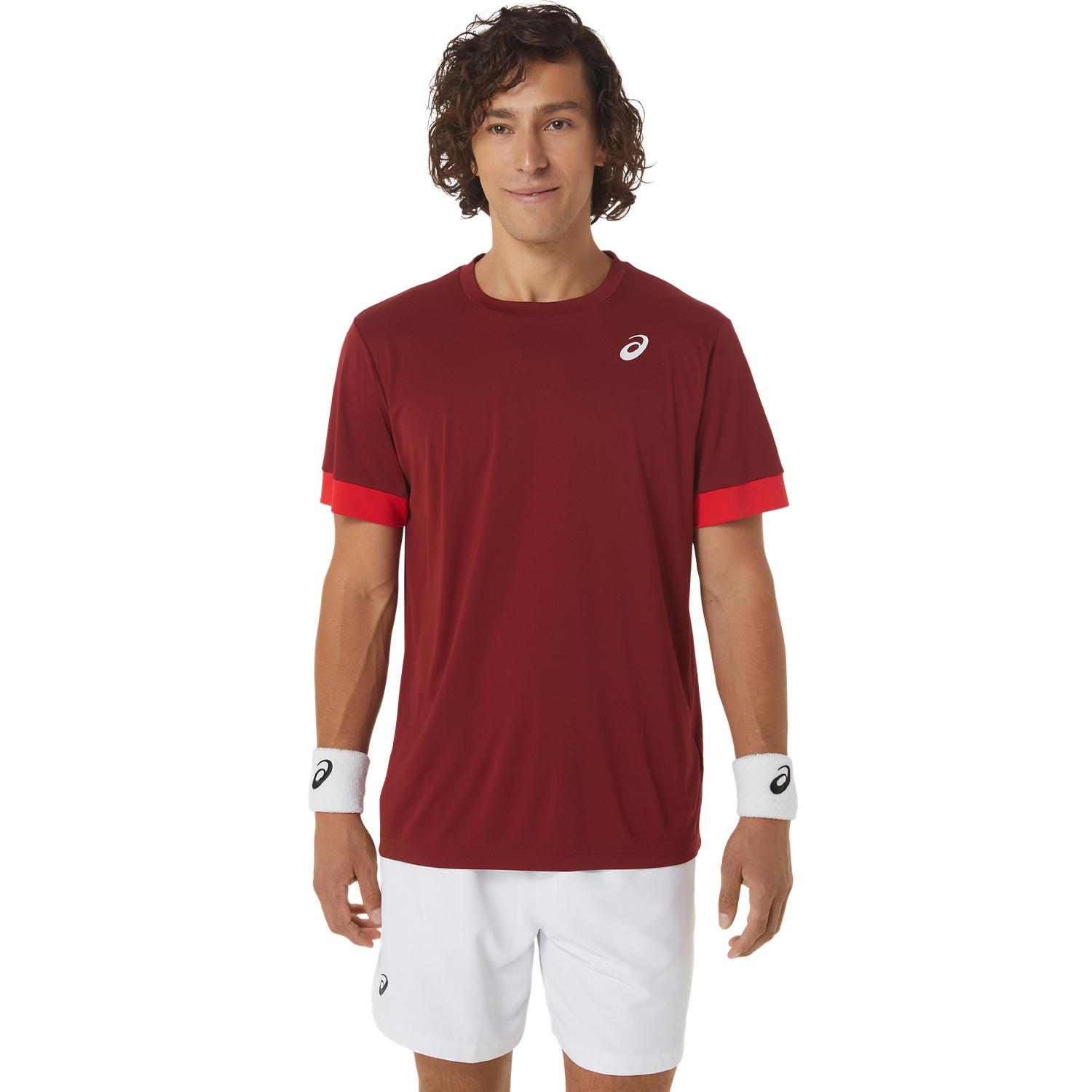 Asics t-shirt tennis e padel asics  men court ss fw23 uomo beet juice/classic red