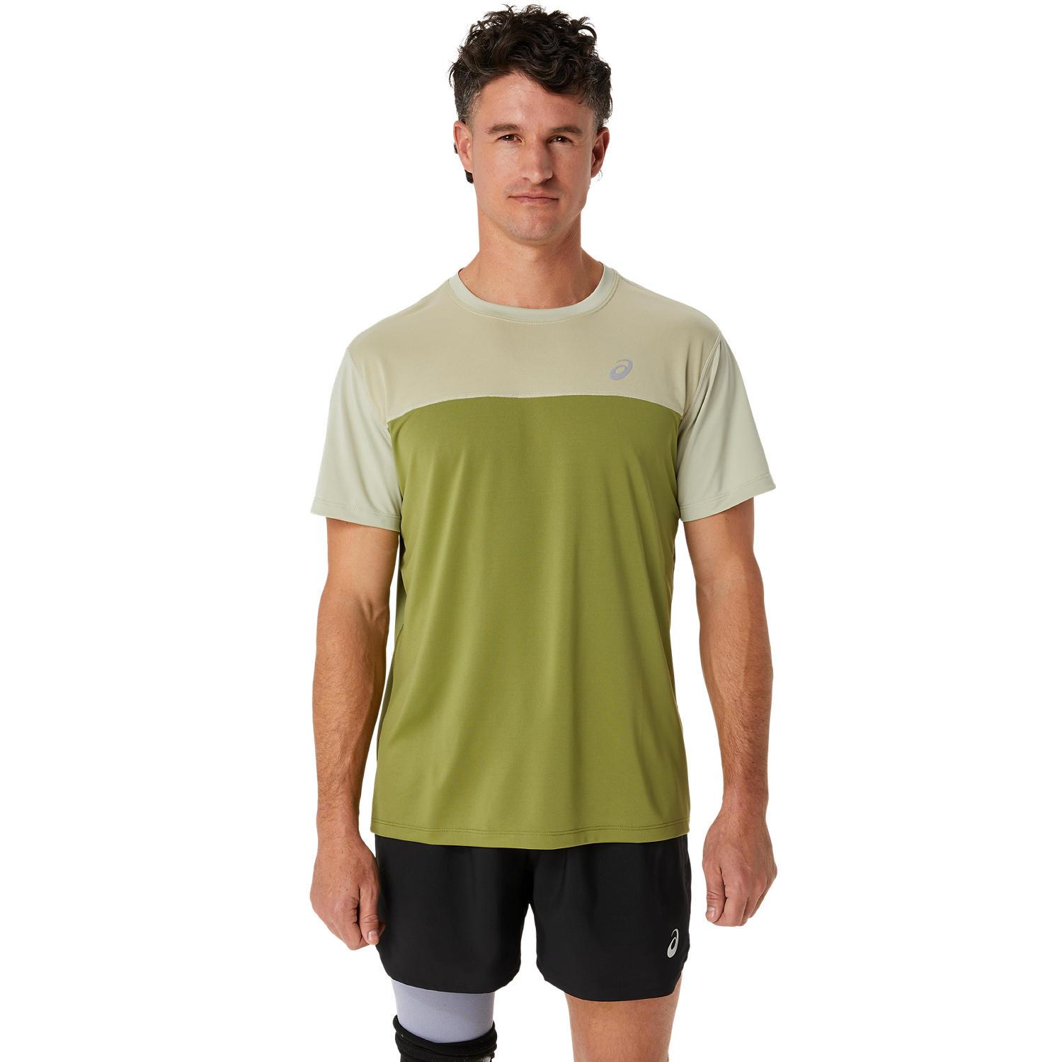 Asics t-shirt running asics  race ss top fw23 uomo dried leaf green/cactus