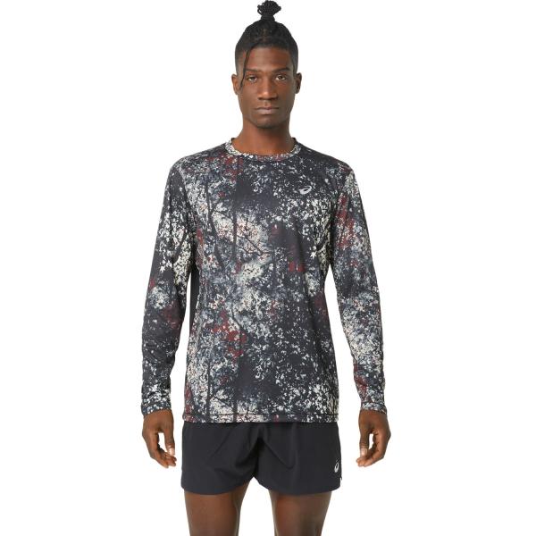 Asics Trikot All Over Print  Ls Top Performance Black/Antique Red