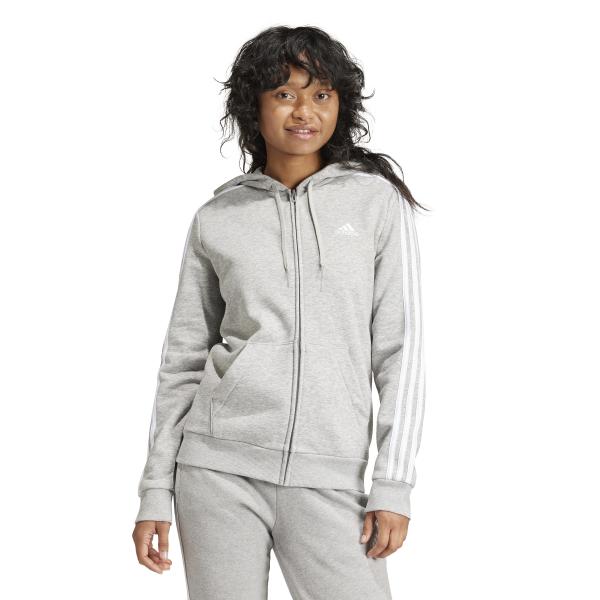 Adidas Felpa Essentials Fleece 3-stripes Full-zip  Donna Grigio Tifoshop