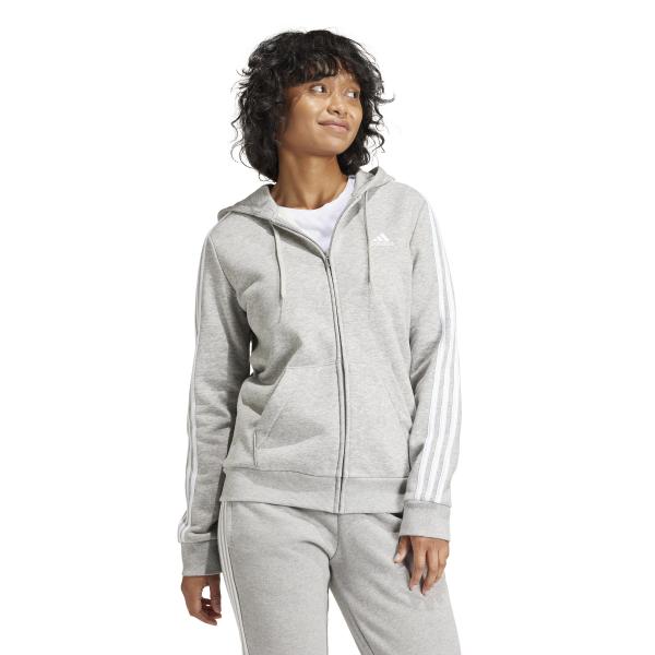 Adidas Felpa Essentials Fleece 3-stripes Full-zip  Donna Grigio Tifoshop