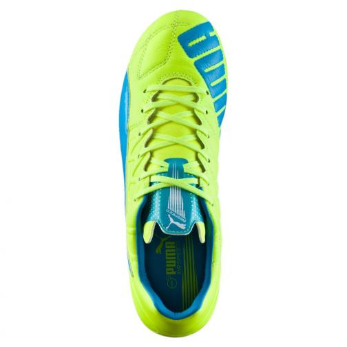 Puma Football Shoes Evospeed 3.4 Lth Fg safety yellow-atomic blue-white Tifoshop