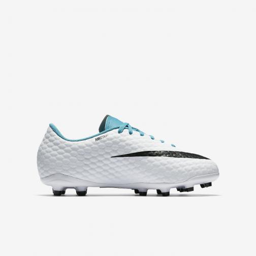 Nike Football Shoes Hypervenomx Phelon 3 Fg  Junior WHITE/BLACK-PHOTO BLUE-CHLORINE BLUE Tifoshop