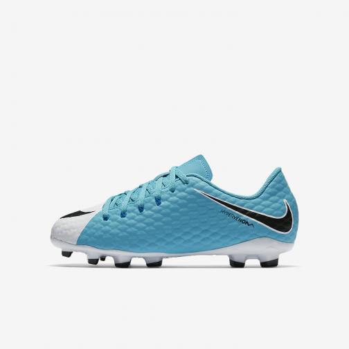 Nike Football Shoes Hypervenomx Phelon 3 Fg  Junior WHITE/BLACK-PHOTO BLUE-CHLORINE BLUE