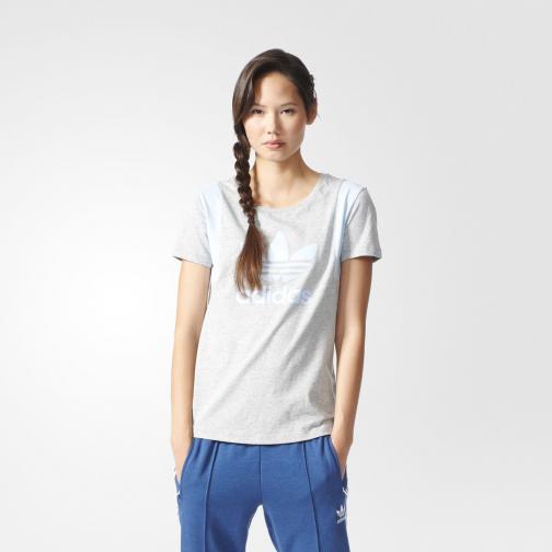 Adidas Originals T-shirt Trefoil Tee  Donna GRIGIO