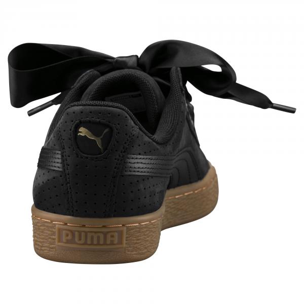 Puma Shoes Basket Heart Perf Gum  Woman PUMA BLACK-GOLD Tifoshop