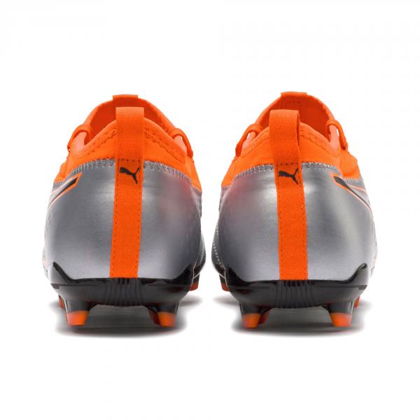 Puma Football Shoes One 3 Lth Fg PUMA SILVER-SHOCKING ORANGE-PUMA BLACK Tifoshop