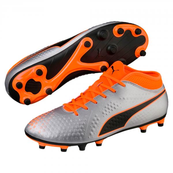 Puma Football Shoes One 4 Syn Fg PUMA SILVER-SHOCKING ORANGE-PUMA BLACK Tifoshop