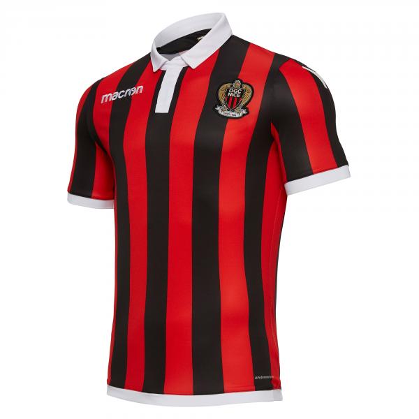 Macron Shirt Home Ogc Nice   18/19 RED/BLACK