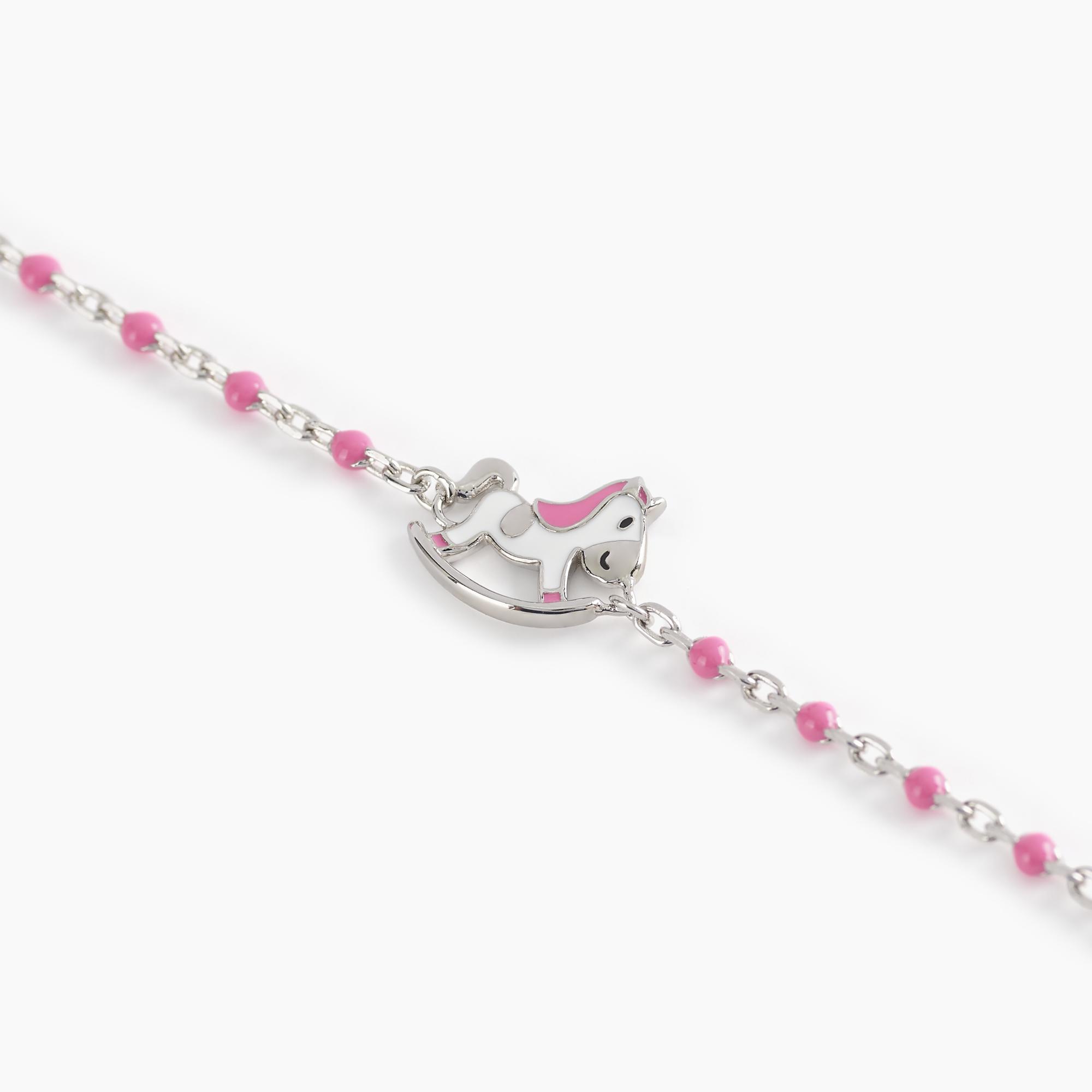 Kidult Bracciale Life Maternità Cavallo A Dondolo | Gioiello In Acciaio 316L Rosa Gold Per Donne
