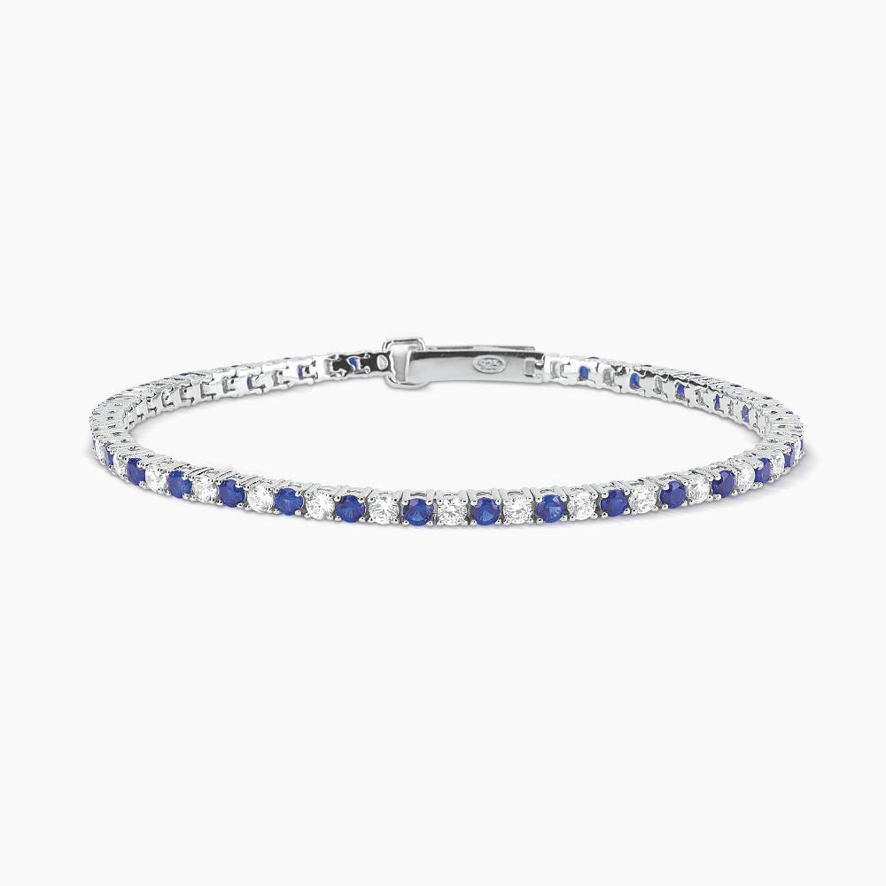 Mabina Gioielli Bracciale Tennis Con Zaffiri Sintetici Tennis Club, Taglia: Medium