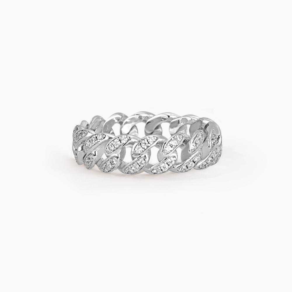 Mabina Gioielli Donna Argento Anello Groumette Con Zirconi A Maglie Strette Groumette, Taglia: 13