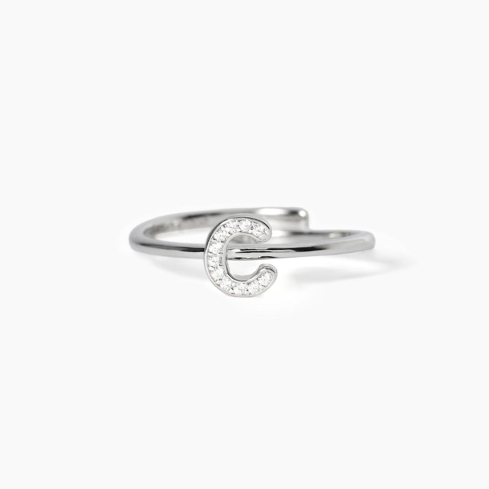 Mabina Gioielli Donna Argento Anello Regolabile Con Lettera C In Zirconi A, B, Cool, Taglia: Unica