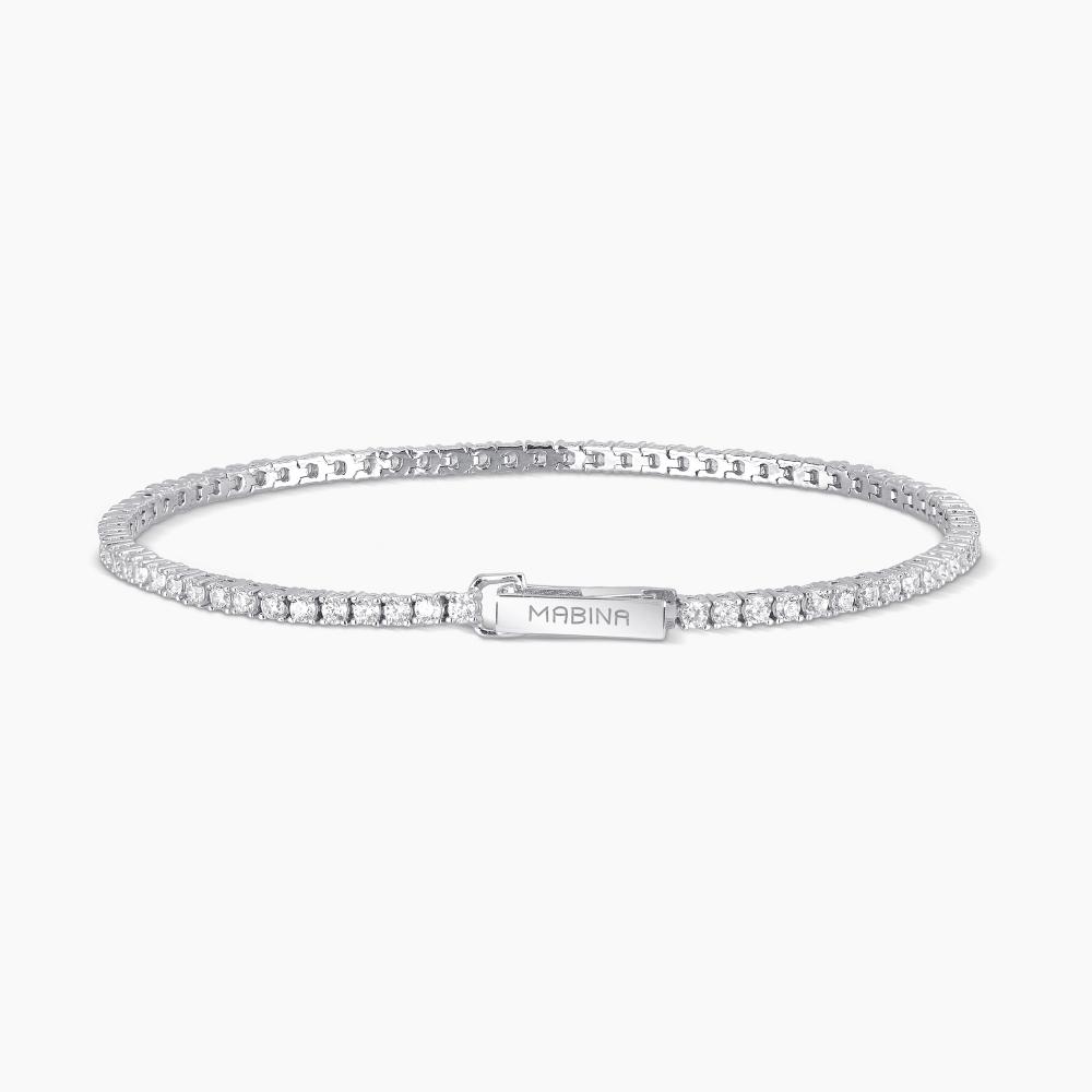 Mabina Gioielli Bracciale Donna Tennis In Argento Con Zirconi Tennis Club, Taglia: Medium