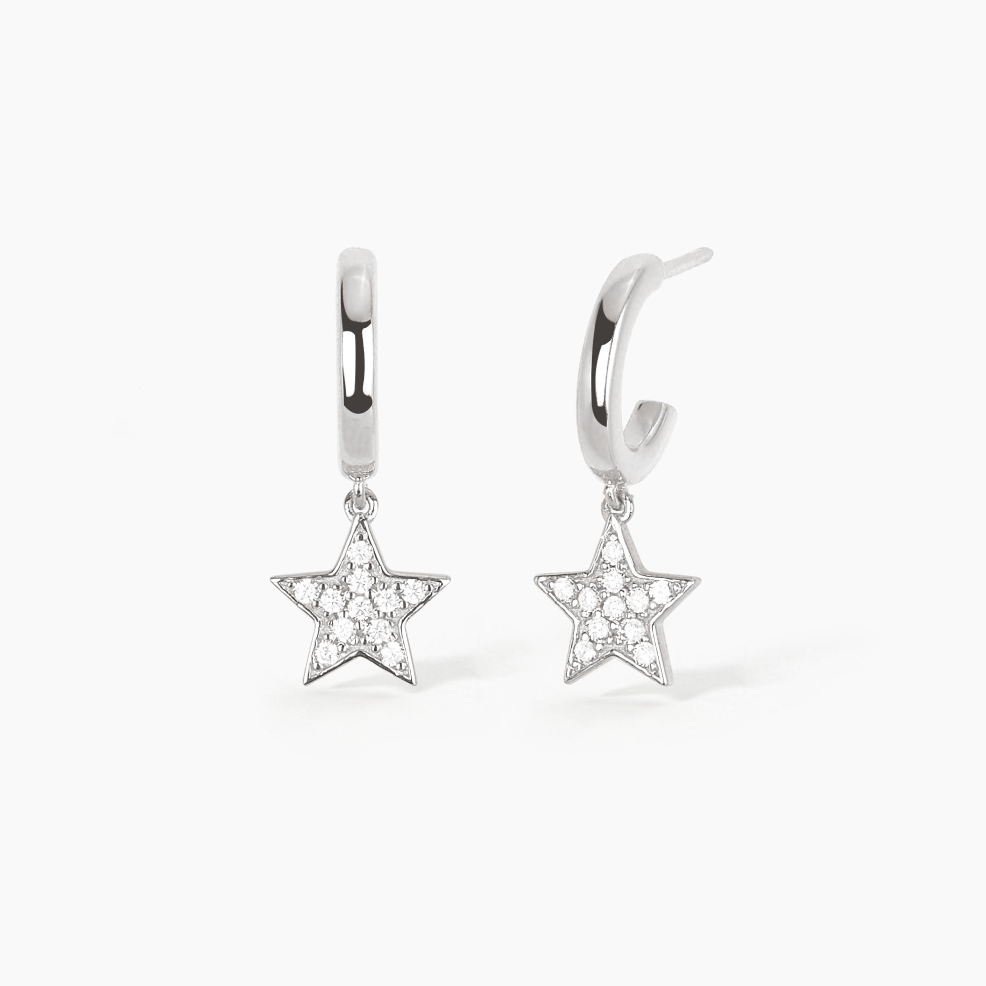 Orecchini A Stella Marina In Argento 925 Con Zirconi – Orecchini A Cerchio Donna, Ipoallergenici, 1,5 Cm, Confezione Regalo