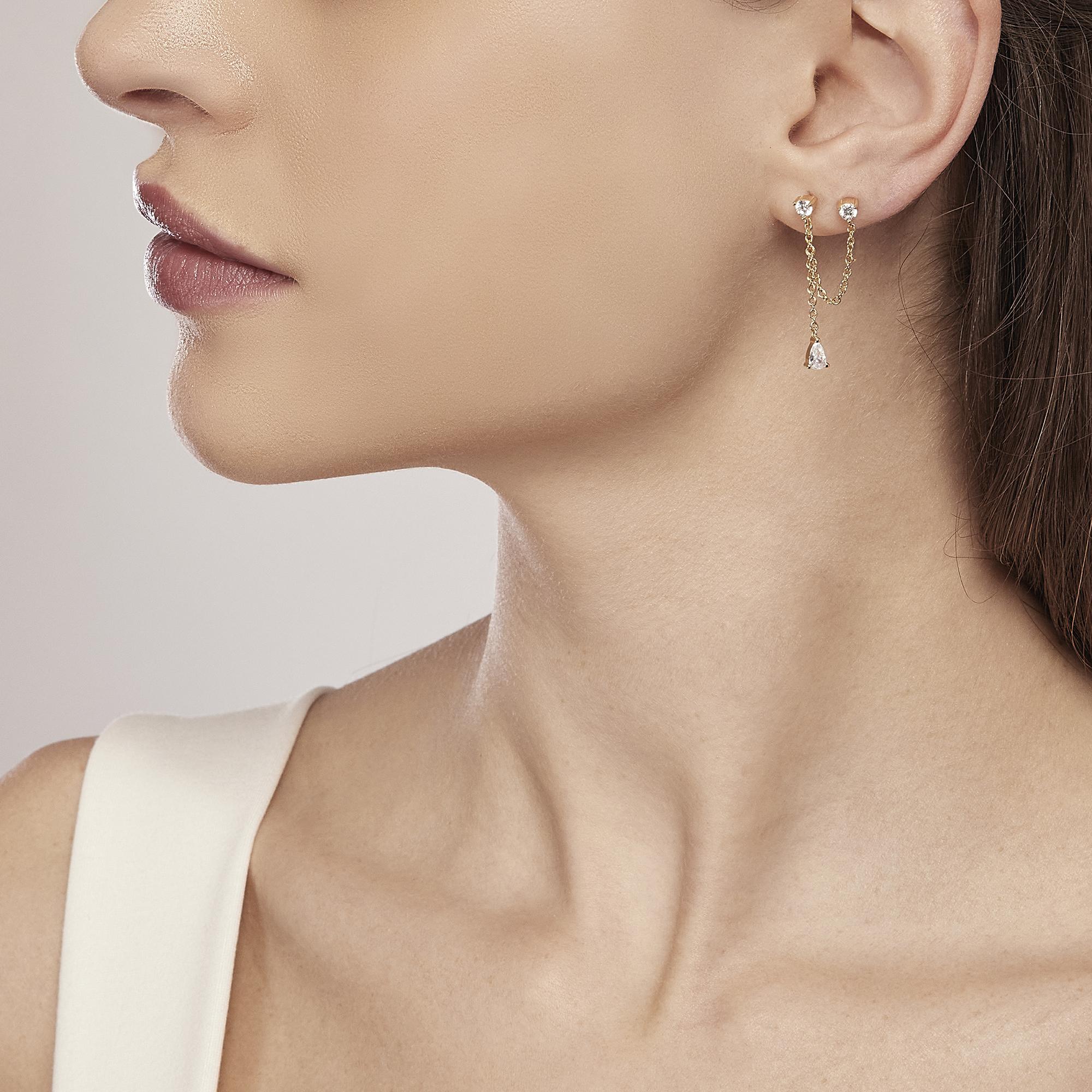 Orecchini A Catena Donna Oro - Happiness Boutique, Gioielli Minimal In Acciaio Inox, Eleganti E Sottili
