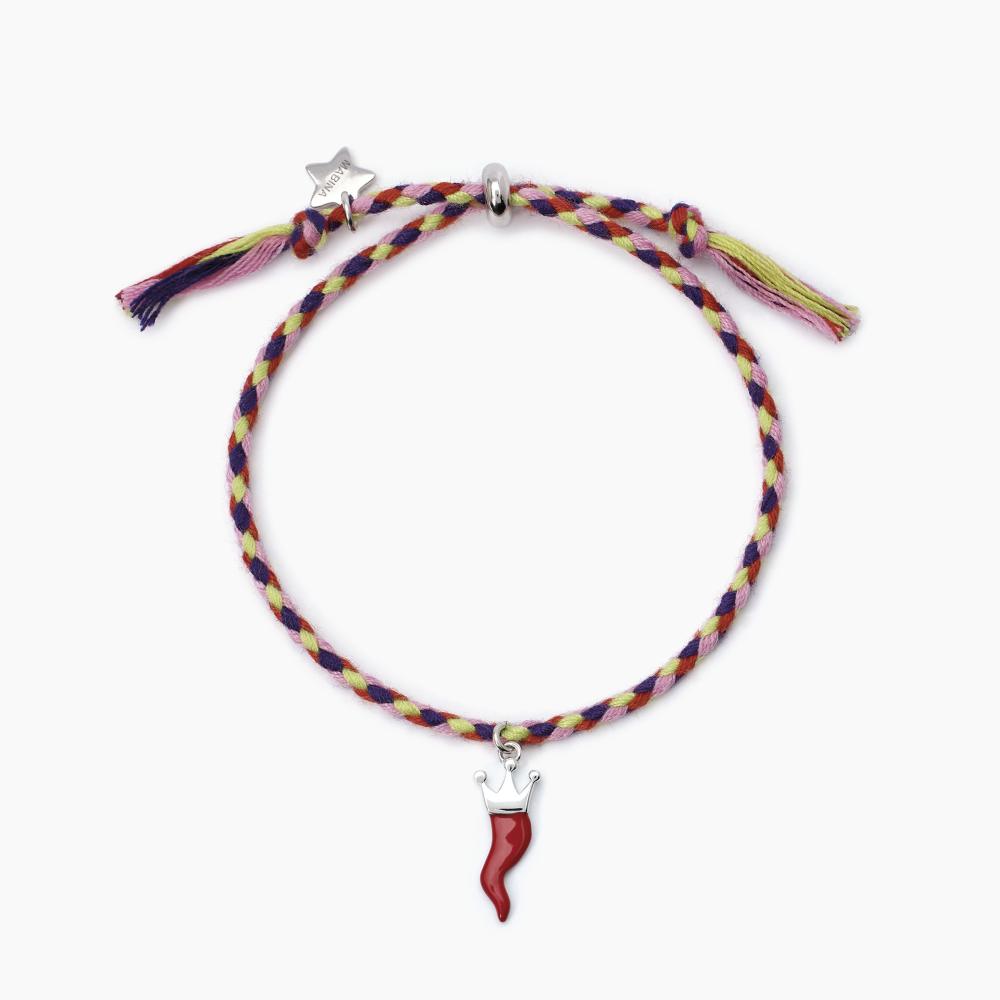 Mabina Gioielli Bracciale Cordino Con Cornetto Red Pepper, Taglia: Unica