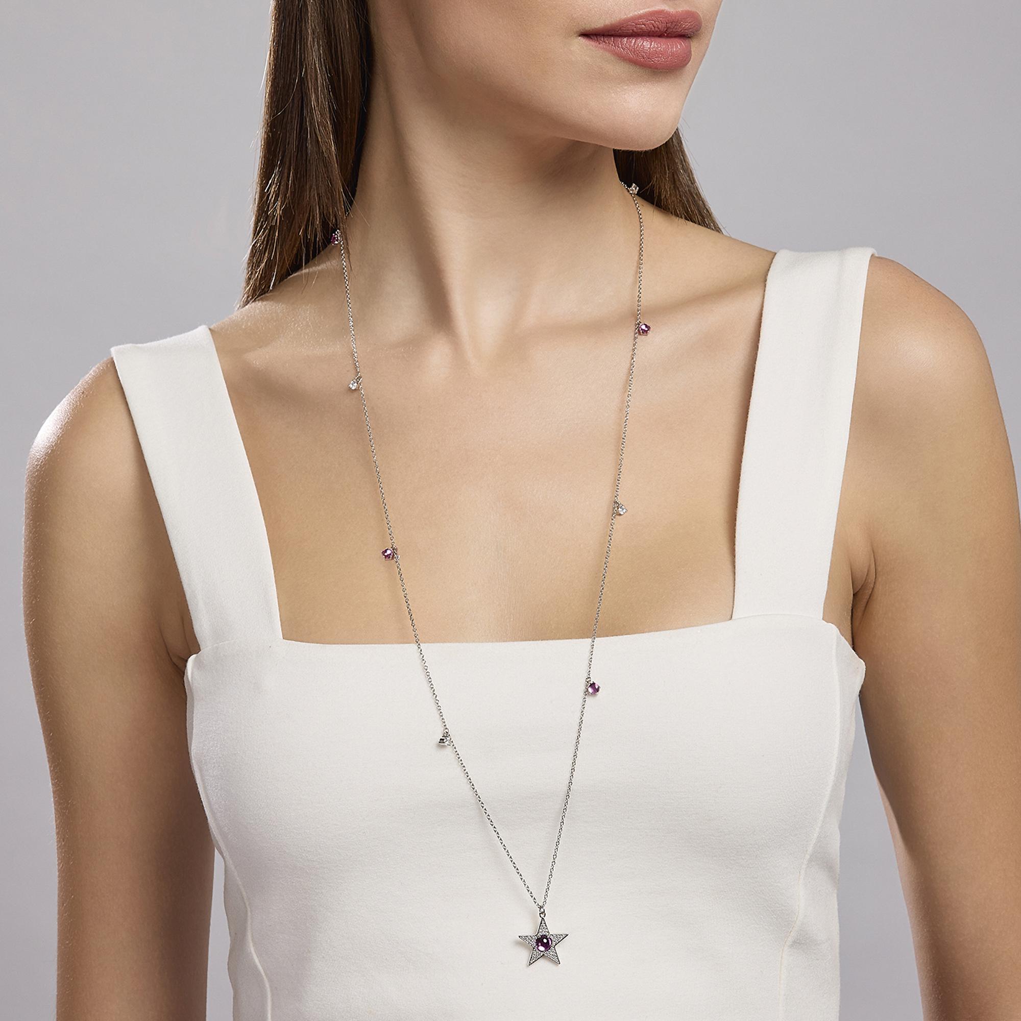 Collana Luna E Stella In Argento 925 Con Opale - Ciondolo A Mezzaluna Scintillante, Gioiello Per Donna, 46+5 Cm, Regalo