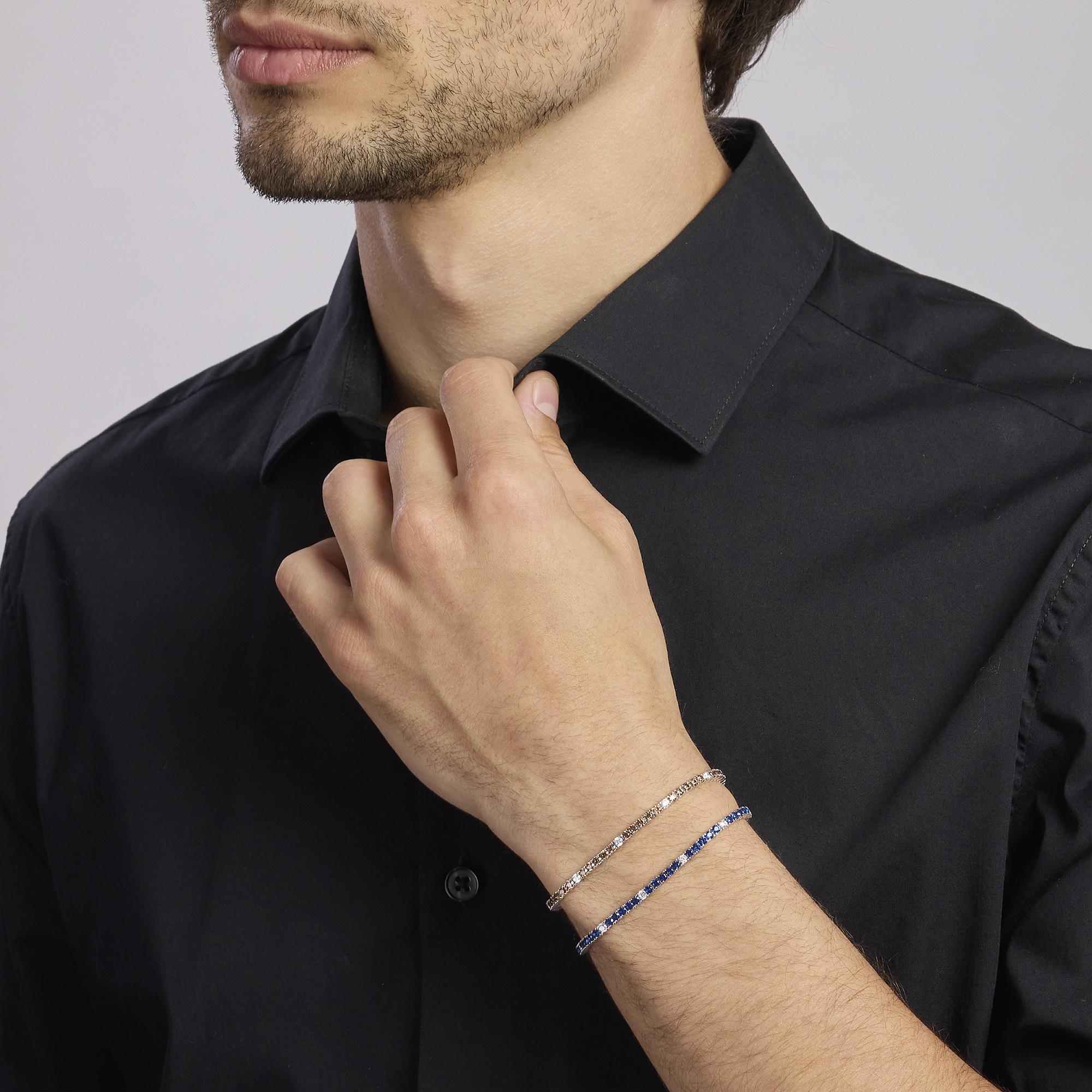 Bracciale Tennis Donna Epinki In Argento 925 Con Zirconi Bianco E Blu: Gioiello Elegante, Lunghezza 18 Cm