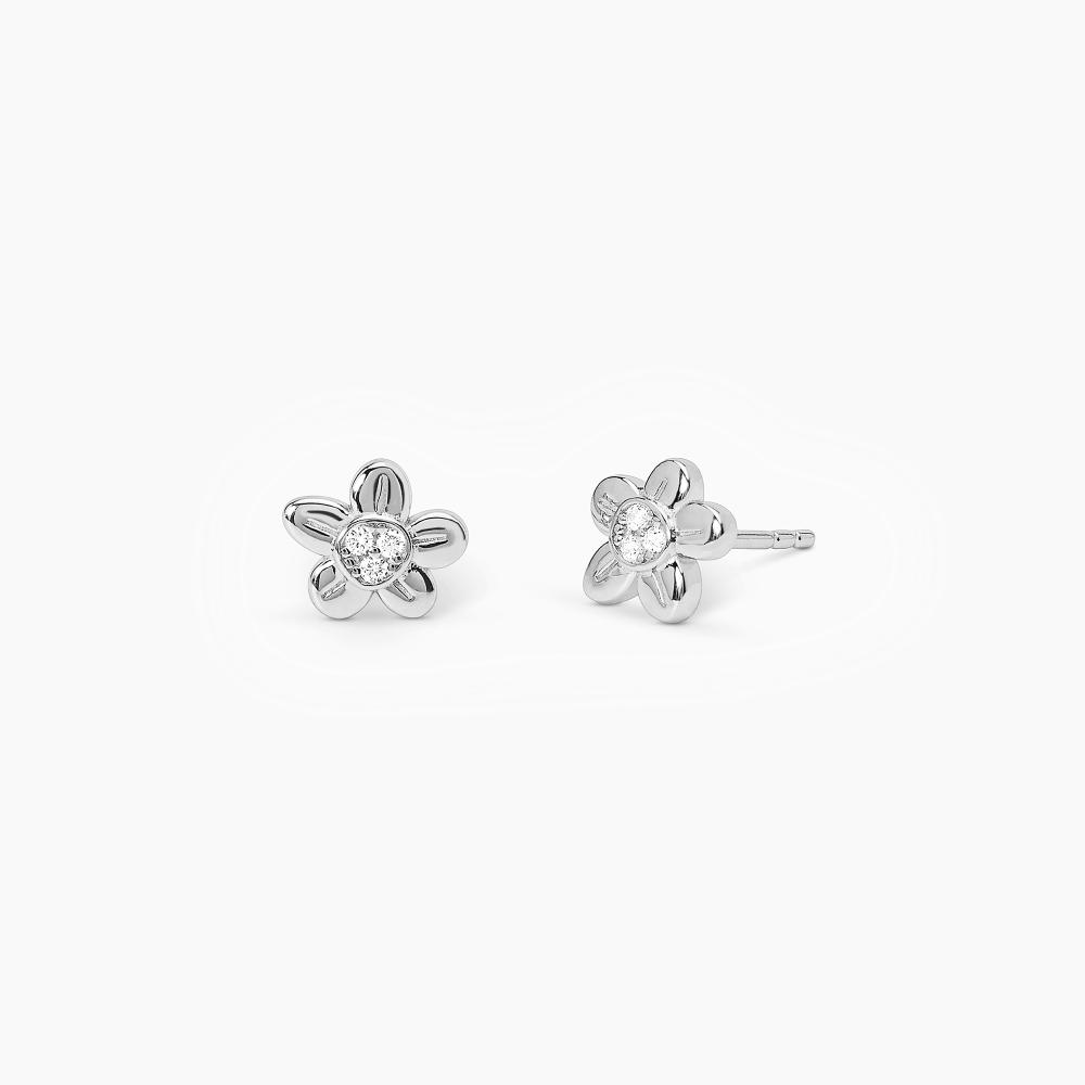 Orecchini Donna Argento 925 Con Girasole E Zirconi Bianchi – JOIELAVIE, 18x11 Mm