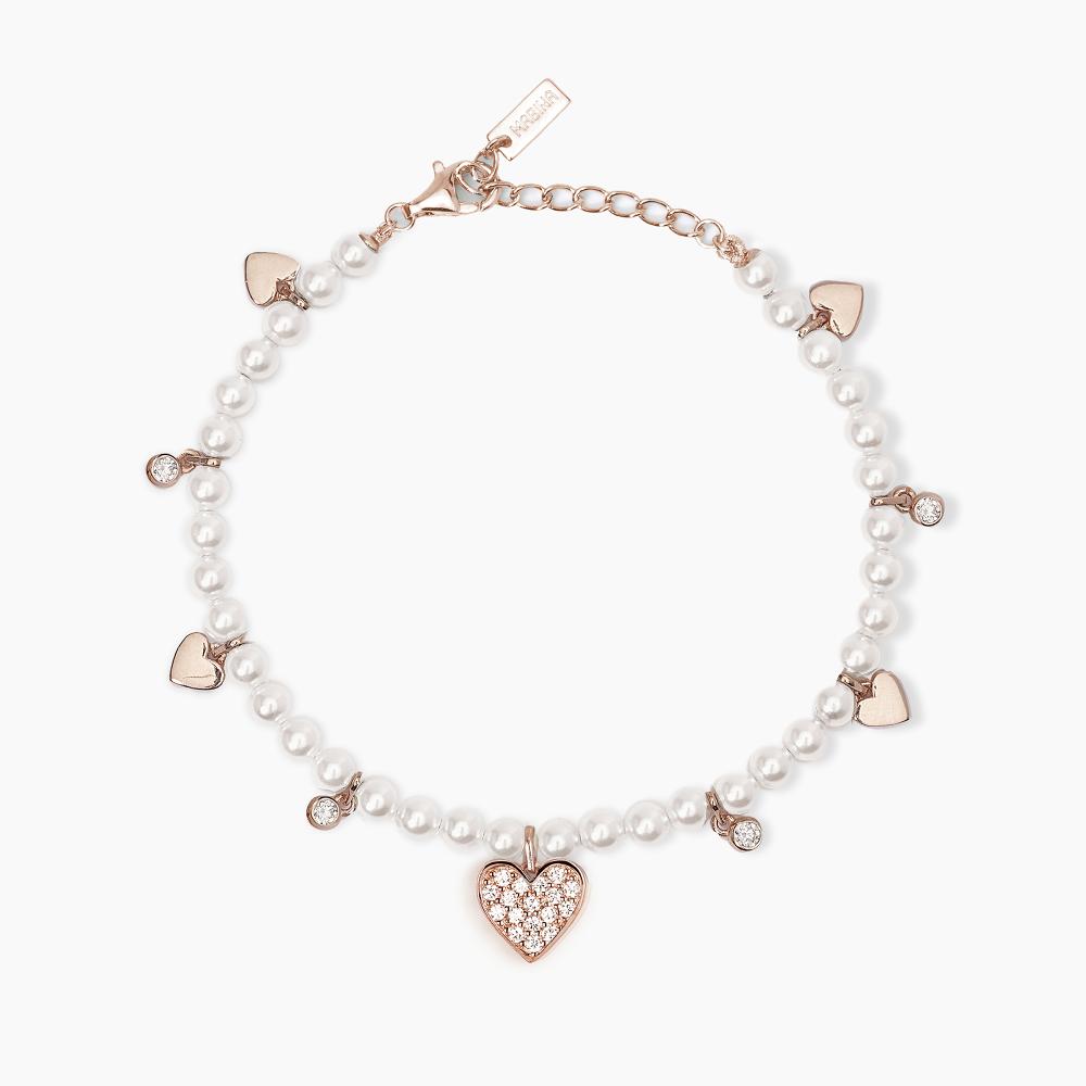 Mabina Gioielli Bracciale Con Perle Conchiglia E Charms One Love, Taglia: Unica