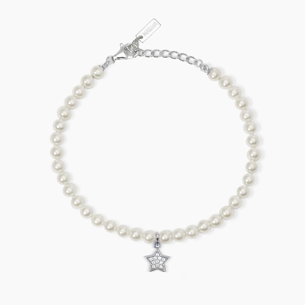 Mabina Gioielli Bracciale Con Perle Conchiglia E Stella In Pavè, Taglia: Unica