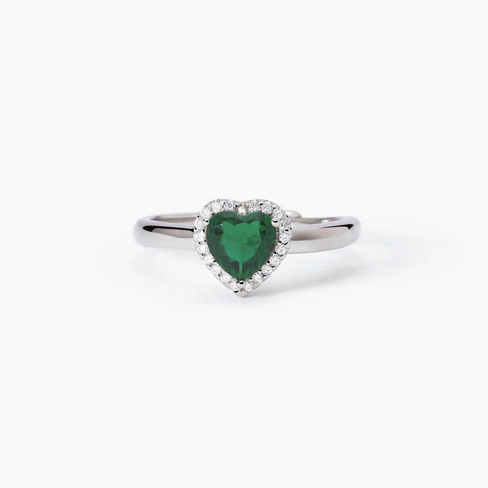 Mabina Gioielli Anello Con Smeraldo Sintetico Taglio Cuore Love Affair, Taglia: Unica