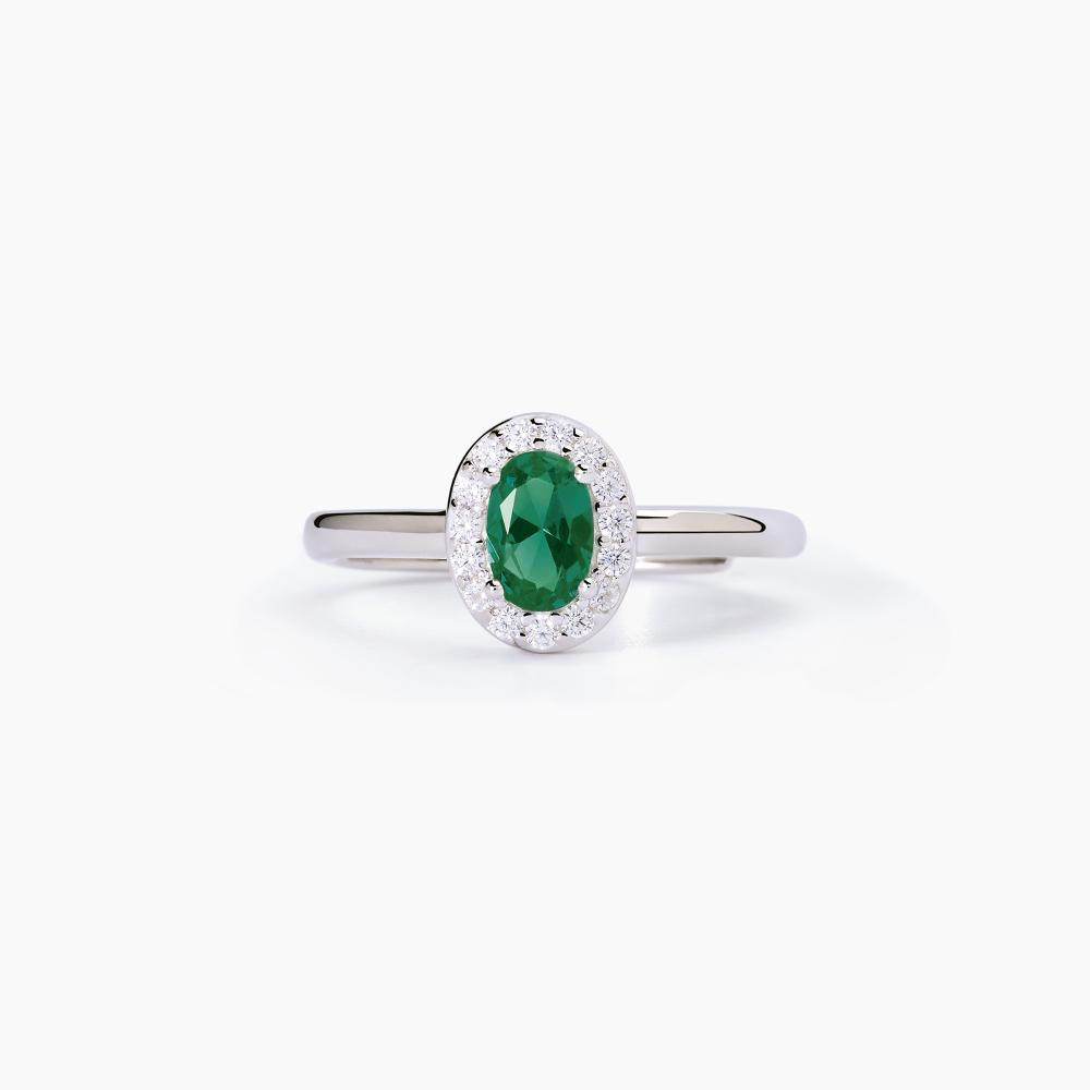 Mabina Gioielli Anello In Argento Con Smeraldo Sintetico E Zirconi  Cool Or Rétro?, Taglia: Unica