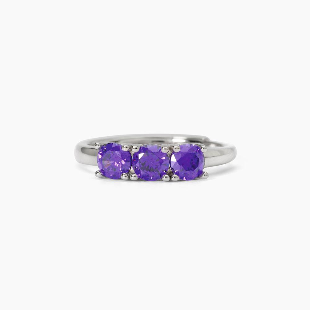 Mabina Gioielli Anello In Argento Rodiato Con Zirconi Viola Trilogy, Taglia: Unica