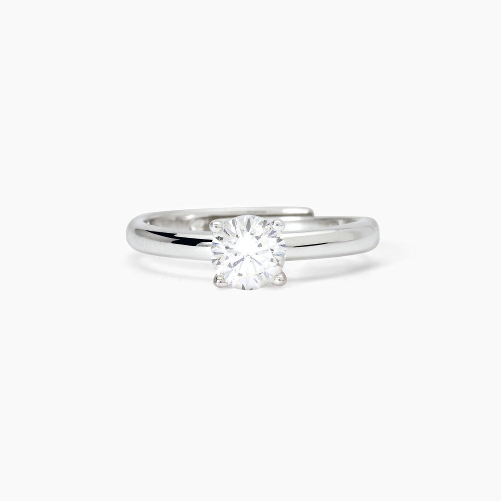 Mabina Gioielli Anello Solitario In Argento Rodiato Con Zircone Solitaire, Taglia: Unica