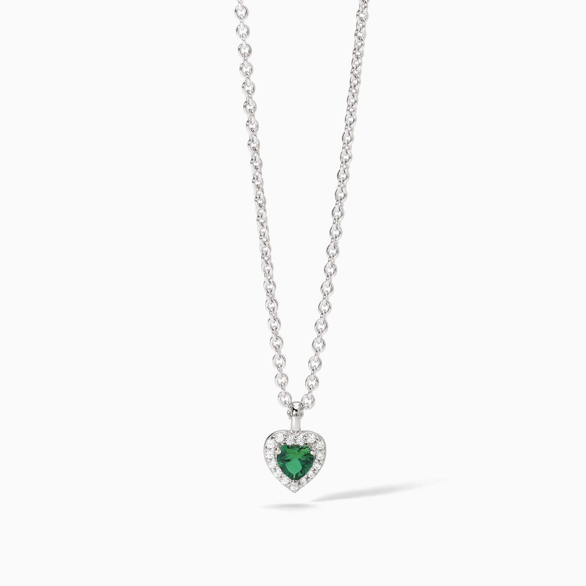 Collana Donna In Argento E Smeraldo Verde Gioielli Mabina | 553035