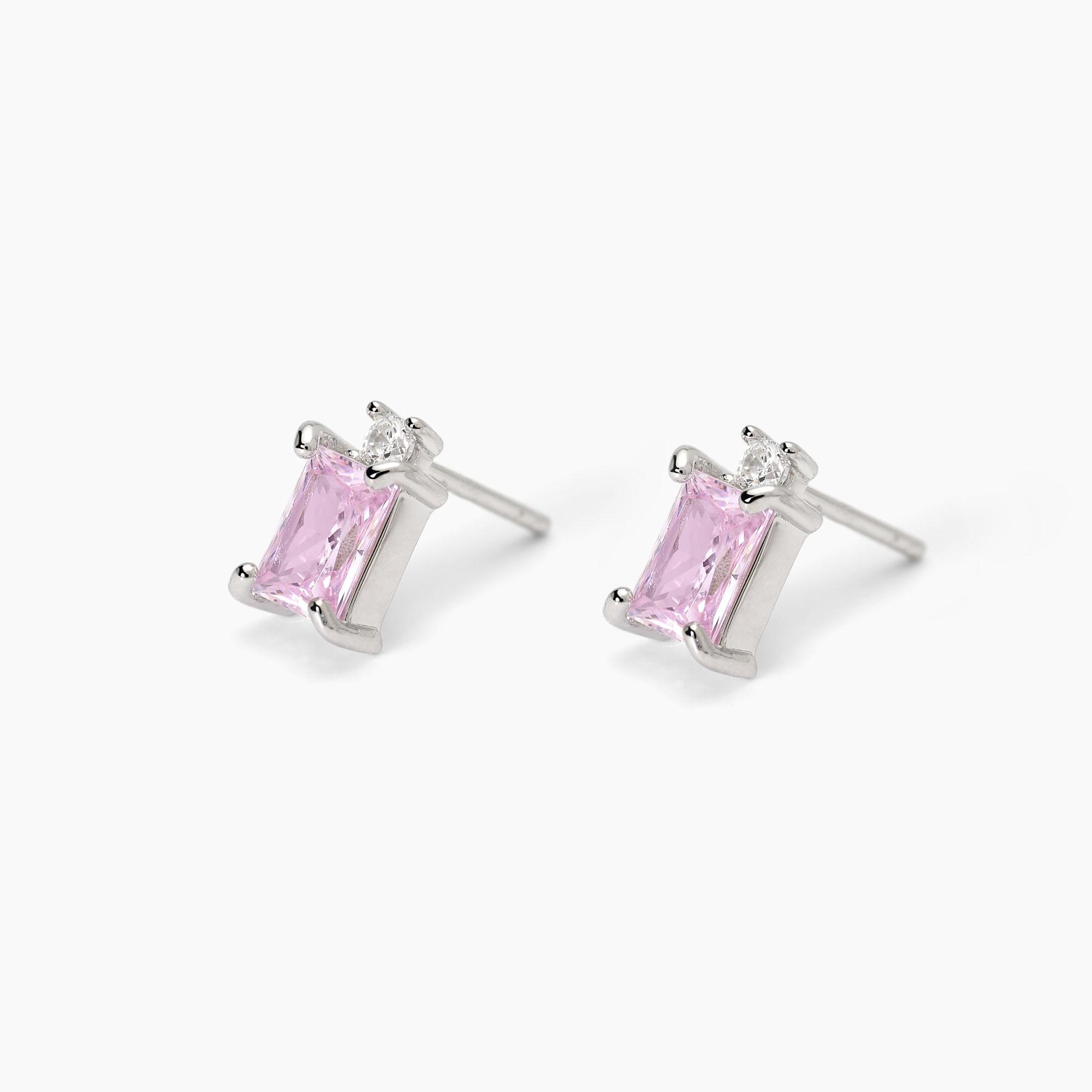 Silberdream Orecchini 6Mm Donna Argento Punti Tondi Zirconia Rosa Sdo716A