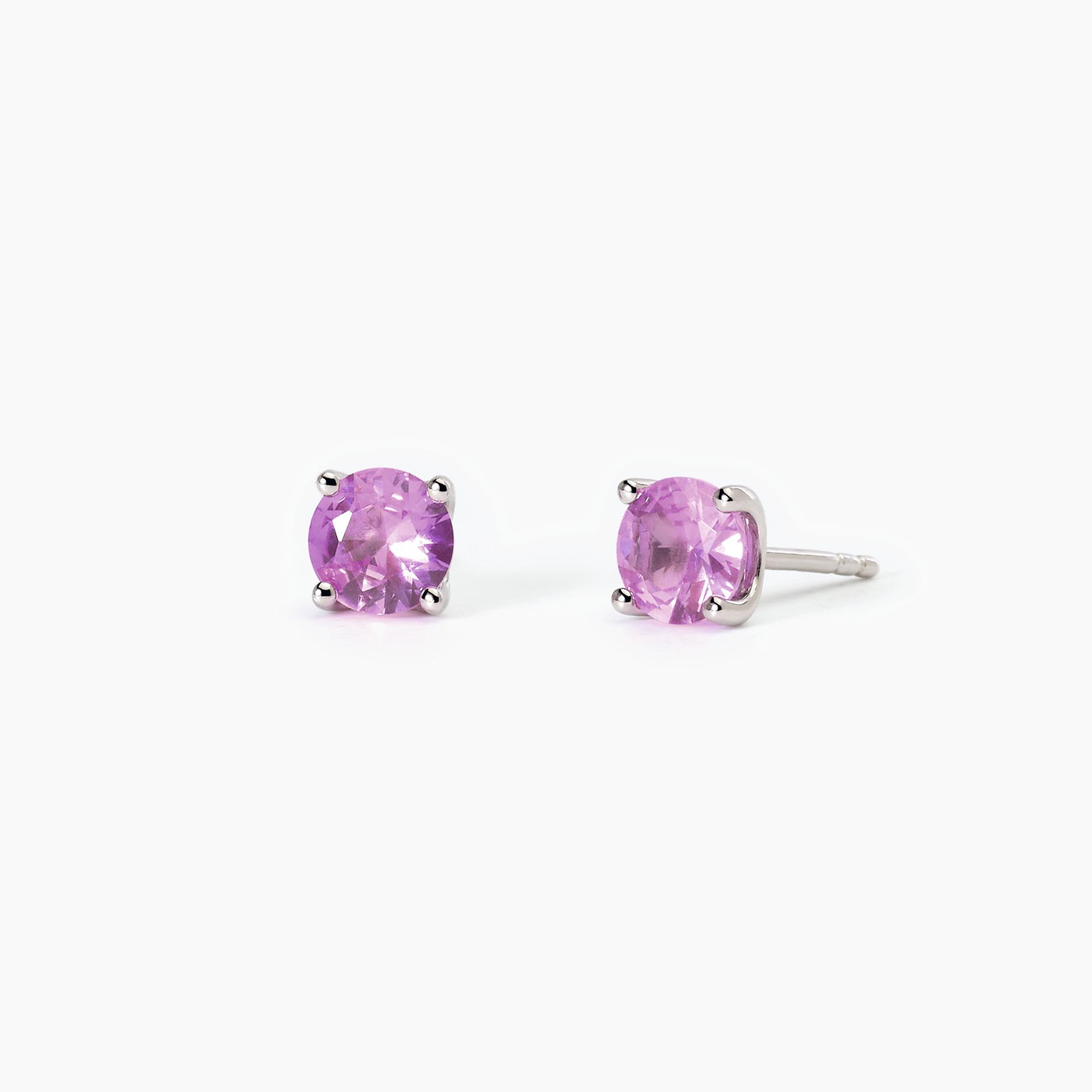 Orecchini A Perno Con Tormalina Rosa Naturale 5mm, Montatura In Argento Sterling, Confezione Regalo