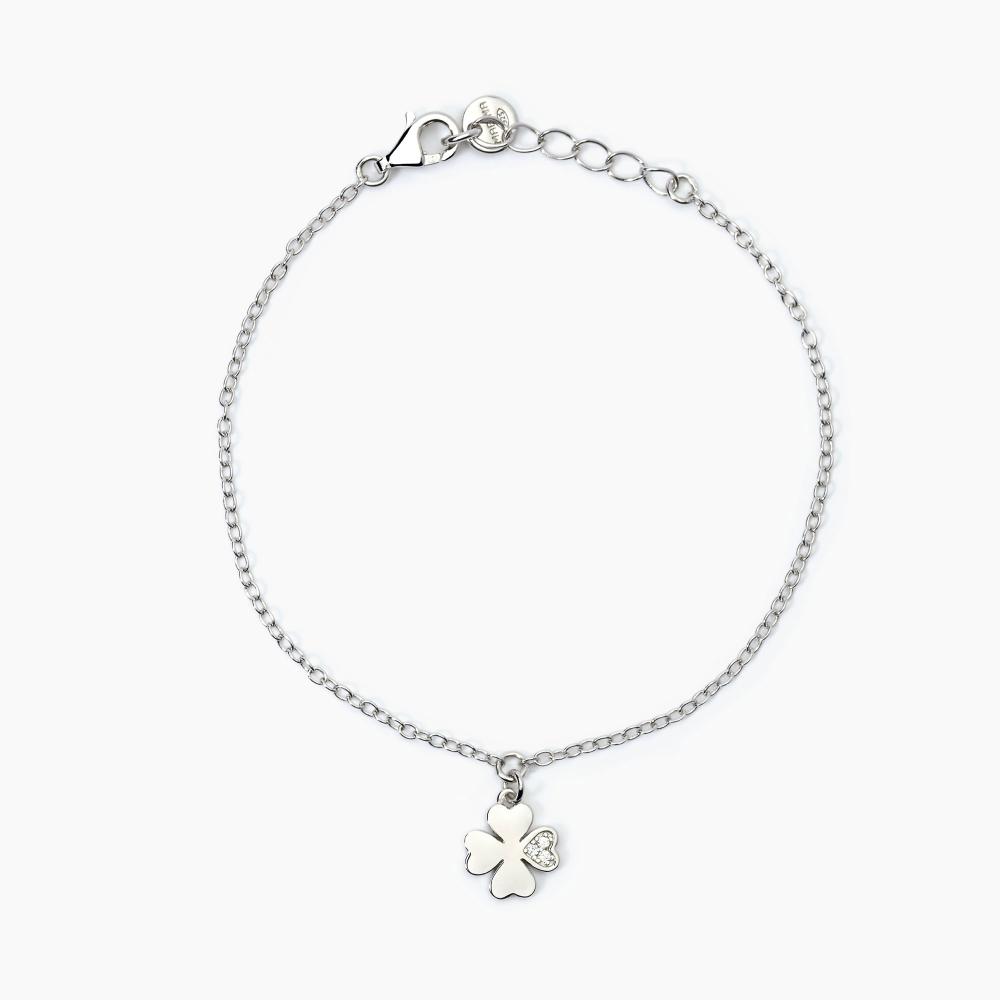 Mabina Gioielli Bracciale In Argento Con Quadrifoglio E Zirconi Cercami, Taglia: Unica