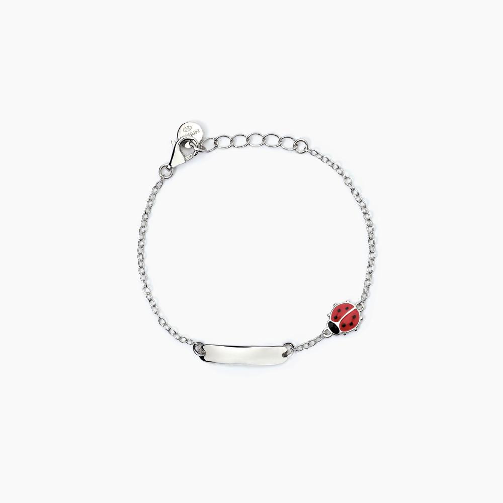 Mabina Gioielli Bracciale Personalizzabile In Argento Con Coccinella Ladybug, Taglia: Unica
