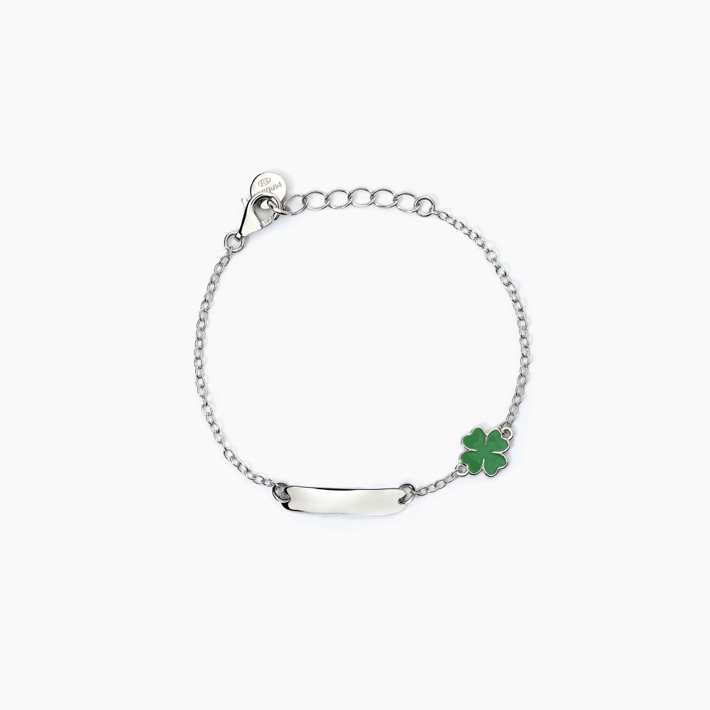 Mabina Gioielli Bracciale Personalizzabile In Argento Con Quadrifoglio Lucky, Taglia: Unica