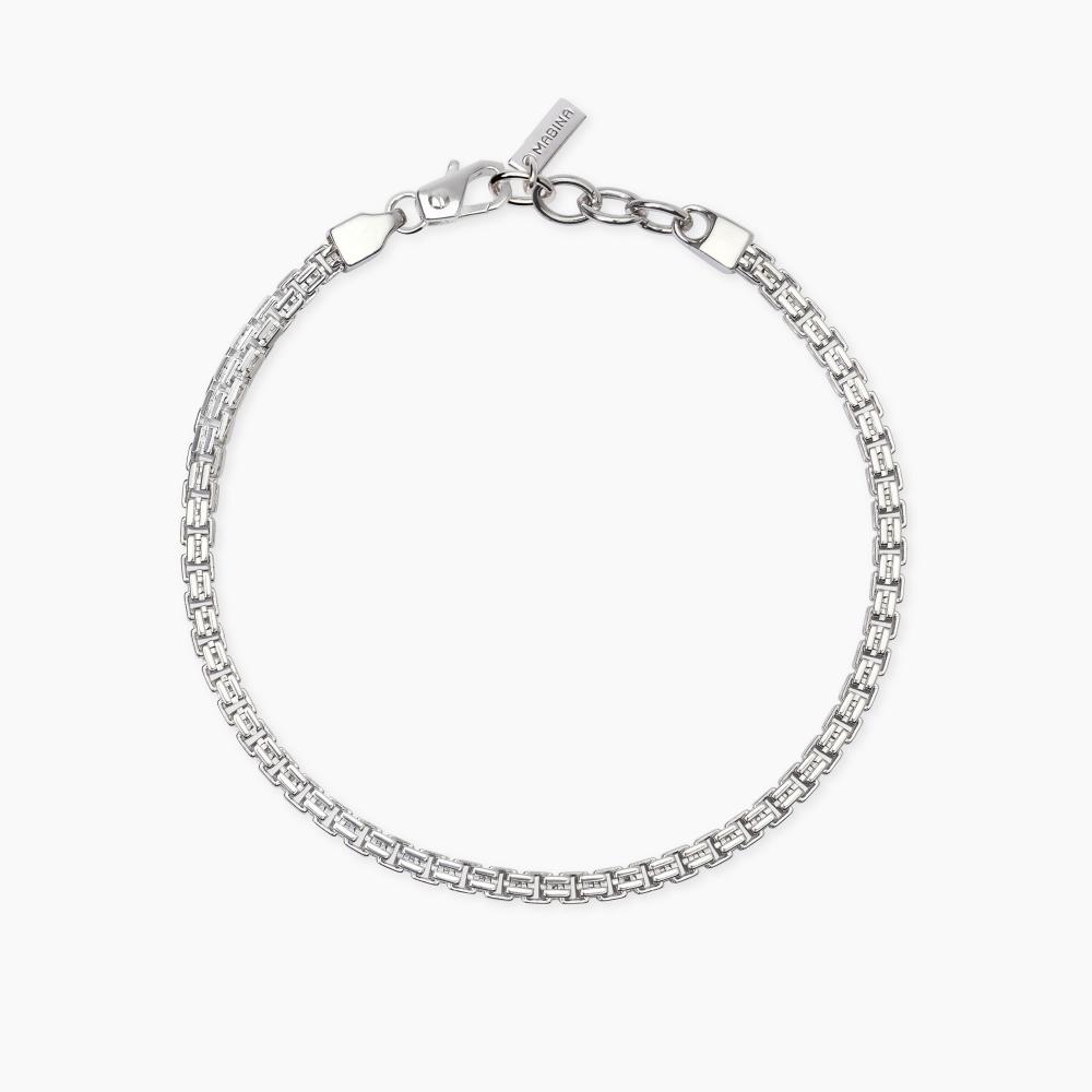 Mabina Gioielli Bracciale In Argento Con Catena Veneta Box, Taglia: Unica