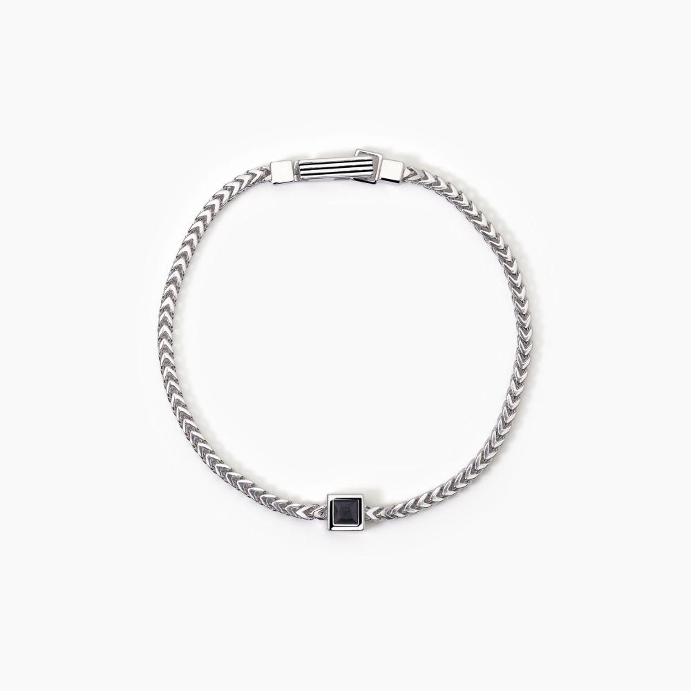 Mabina Gioielli Bracciale In Argento Con Catena Franco Black Code, Taglia: Small
