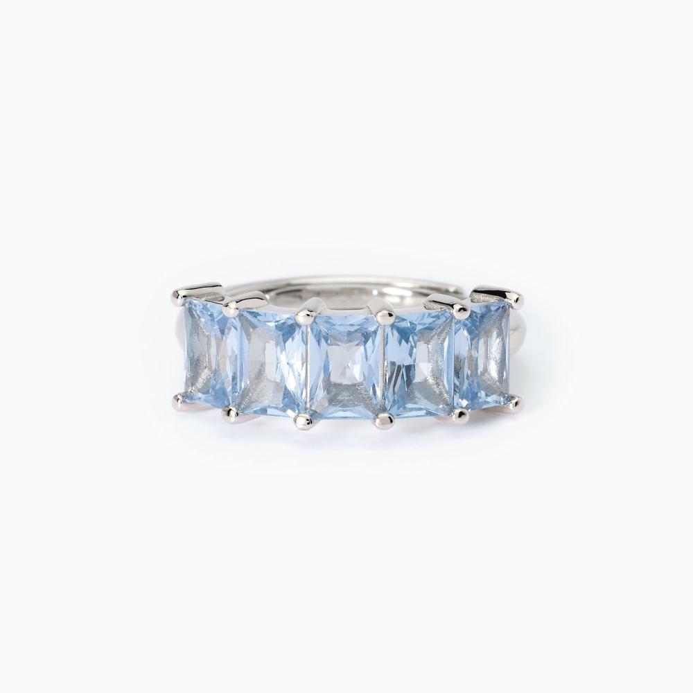 Mabina Gioielli Anello Donna In Argento Con Acquamarine Sintetiche Valentina, Taglia: Unica