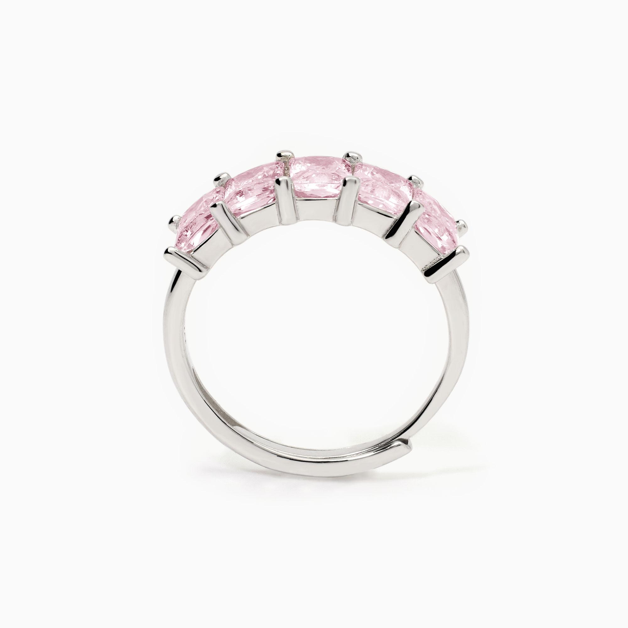 Anello donna in argento con zirconi rosa Mabina Gioielli