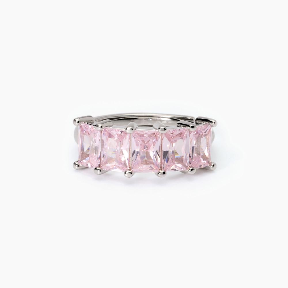 Mabina Gioielli Anello Donna In Argento Con Zirconi Rosa Valentina, Taglia: Unica