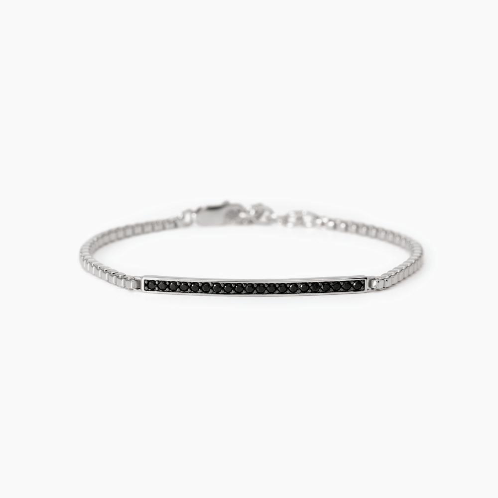 Mabina Gioielli Bracciale Uomo In Argento Con Piastra E Zirconi Cosmopolitan, Taglia: Unica