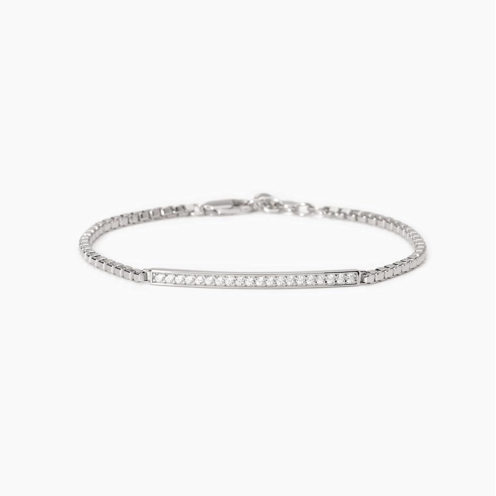 Mabina Gioielli Bracciale Uomo In Argento Con Zirconi Bianchi Cosmopolitan, Taglia: Unica