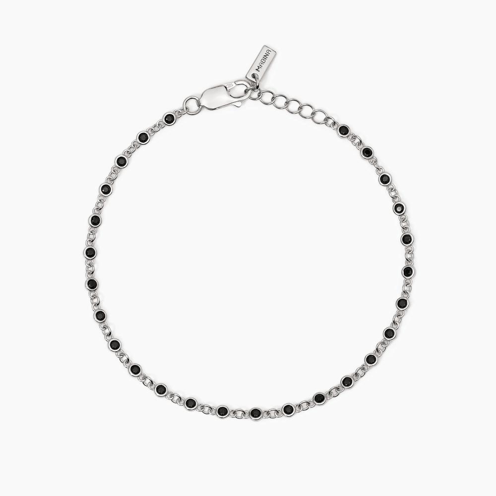 Mabina Gioielli Bracciale Uomo In Argento Con Zirconi Neri Skyline, Taglia: Unica