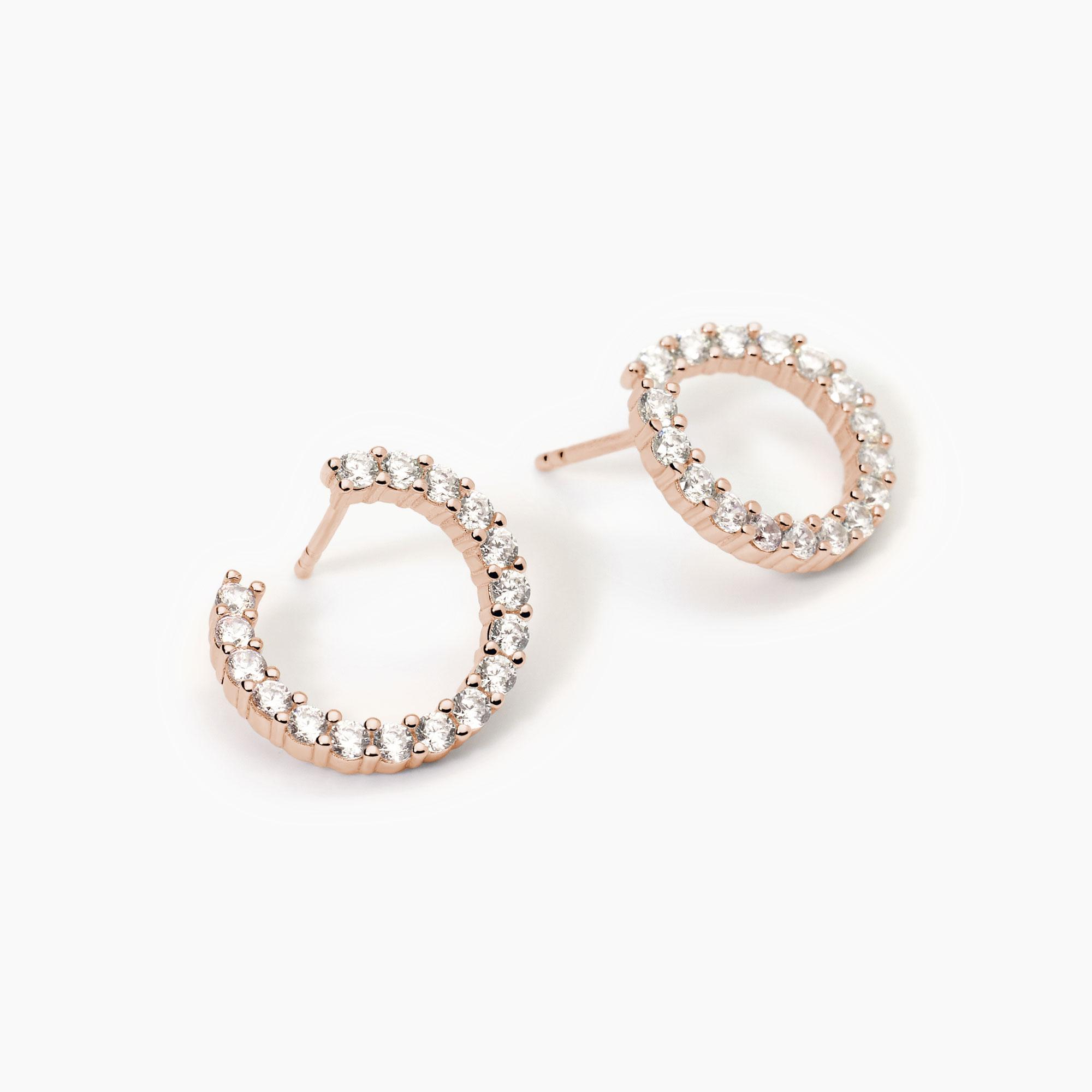 Orecchini pendenti in argento sterling placcato oro rosa con zirconi