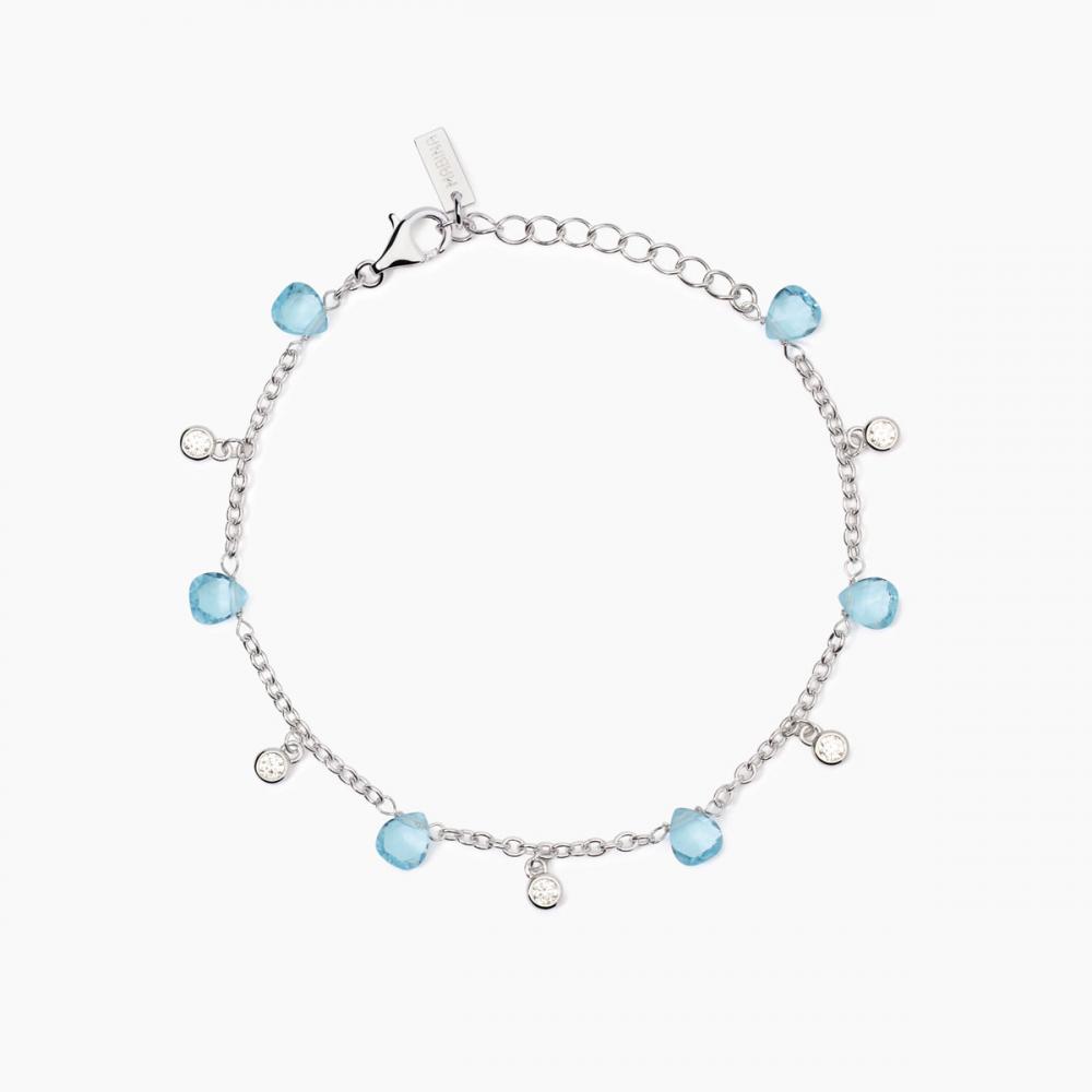 Bracciale Aperto Namana Donna – Placcato Oro O Argento Con Pietre Colorate Zaffiro, Smeraldo O Arcobaleno – Regalo In Elegante Confezione
