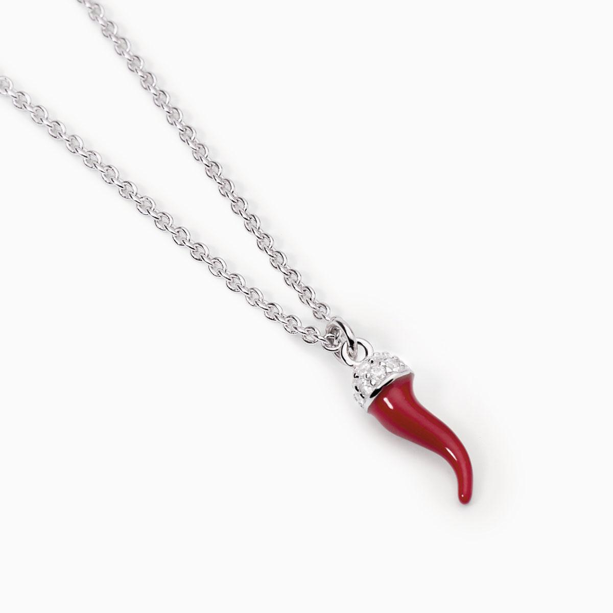 Mabina Gioielli Collana Girocollo Donna Con Cornetto Smaltato E Zirconi – Argento 925 Placcato Oro Rosa 18k